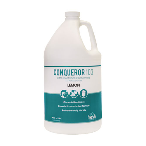 Conqueror 103 Odor Counteractant Concentrate, Lemon, 1 gal Bottle, 4/Carton