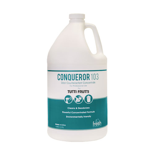 Fresh Products Conqueror 103 Odor Counteractant Concentrate, Tutti-Frutti, 1 Gal Bottle, 4/Carton