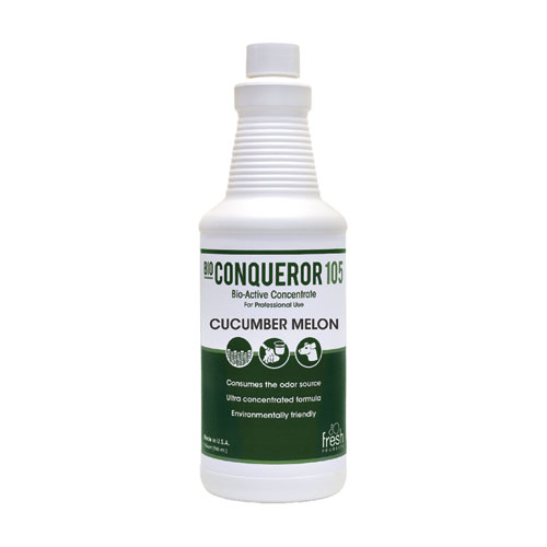 Fresh Products Bio Conqueror 105 Enzymatic Odor Counteractant Concentrate, Cucumber Melon, 1 Qt Bottle, 12/Carton