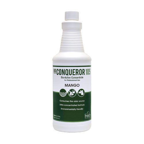 Bio Conqueror 105 Enzymatic Odor Counteractant Concentrate, Mango, 32 oz Bottle, 12/Carton