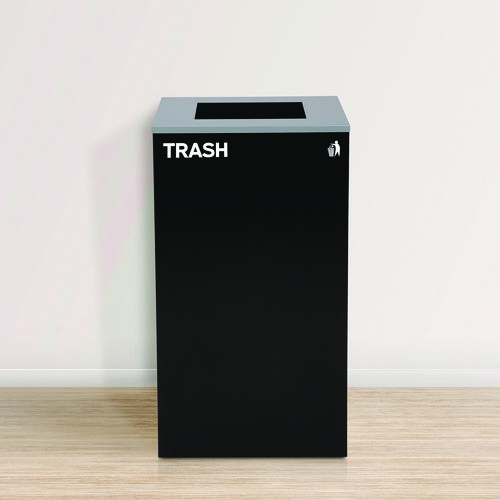 29 Gallon Trash/Recycling Cans, Steel, Green Compost Can with Mixed Lid, Black Trash Can with Square Lid