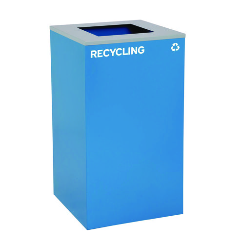 29 Gallon Trash/Recycling Cans, Steel, Blue Recycling and Black Trash Cans w/Square Lid, Green Mixed Recycling Can Mixed Lid