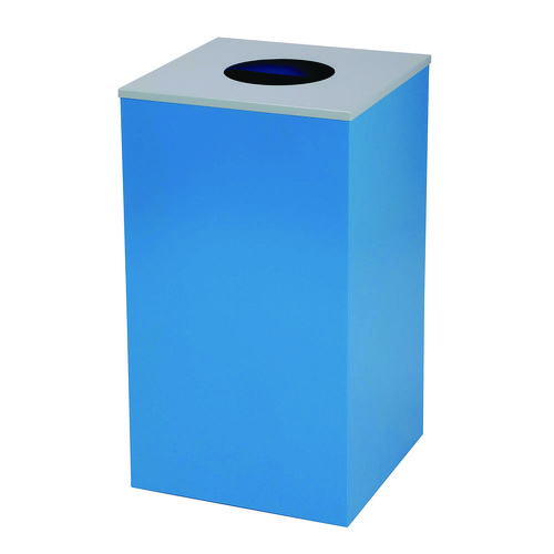 29 Gallon Trash/Recycling Cans, Steel, Blue Mixed Recycling Can w/Circle Lid, Green Compost and Black Trash Cans w/Sq Lids