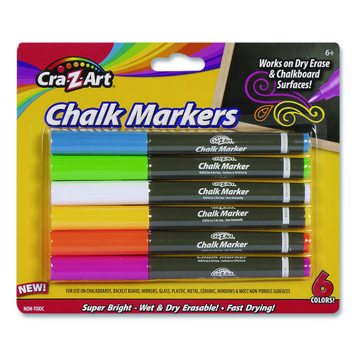 Chalk Markers, Assorted Colors, 6/Pack