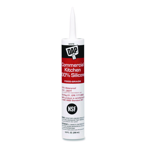 Commercial Kitchen Silicone Sealant, 9.8 oz Tube, White