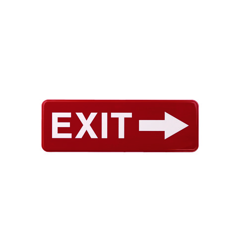 Emergency Exit Indoor/Outdoor Wall Sign, 9 x 3, Red Face, White Graphics, 2/Pack