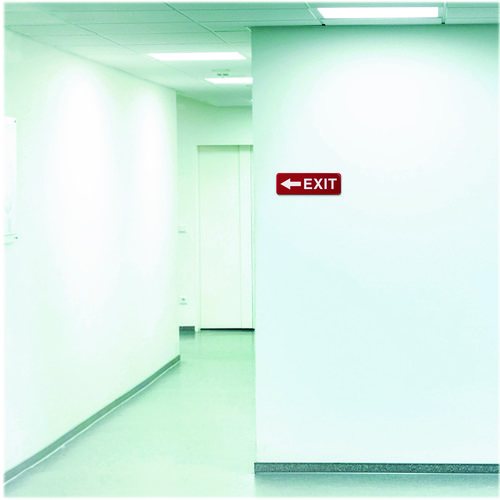 Emergency Exit Indoor/Outdoor Wall Sign, 9 x 3, Red Face, White Graphics, 2/Pack