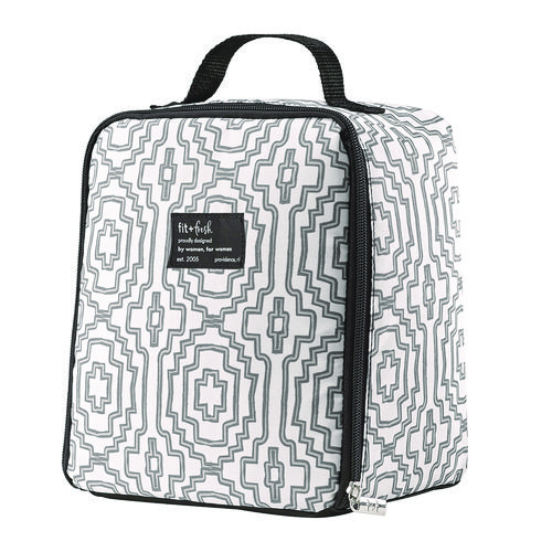 Lunch Bag, 8 x 6 x 10, Black and White Geometric