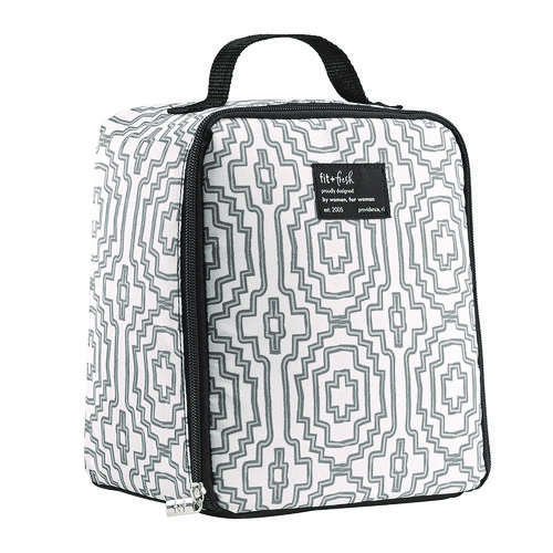 Lunch Bag, 8 x 6 x 10, Black and White Geometric