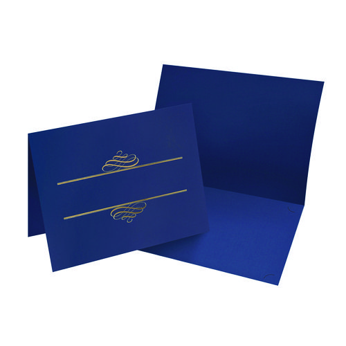 Embossed Foil Certificate Holders, 80-lb Paper, Navy, 5/Pack