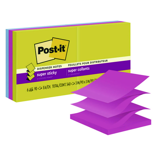 Pop-Up Notes Summer Joy Collection Colors, 3" x 3", Assorted Colors, 90 Sheets/Pad, 6 Pads/Pack