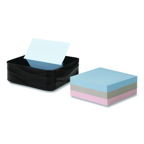 Wave Design Dispenser with Notes, For 3 x 3 Pads, Includes (3) 90-Sheet Simply Serene Collection Colors Pop-up Pads, Black