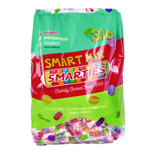 Smarties Candy Rolls, Original/Tropical/X-Treme Sour Flavor Assortment, 3 lb Bag