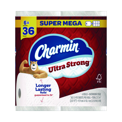 Ultra Strong Bathroom Tissue, Septic Safe, 2-Ply, White, 363 Sheets/Roll, 6 Rolls/Pack