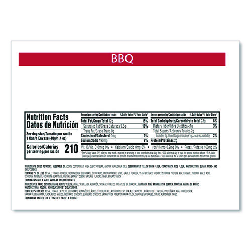 Grab and Go BBQ Crisps, 1.4 oz Can, 12/Carton