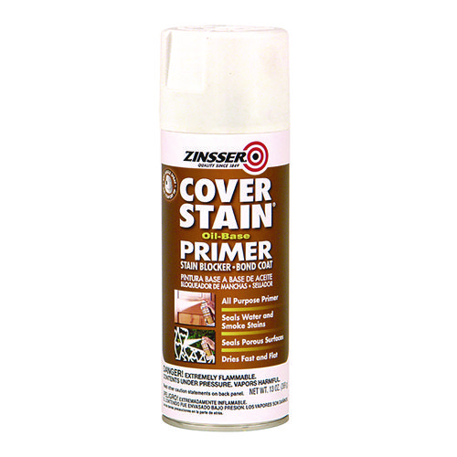 Cover Stain Oil-Based Spray Primer, Interior/Exterior, Flat White, 13 oz Aerosol Can, 6/Carton