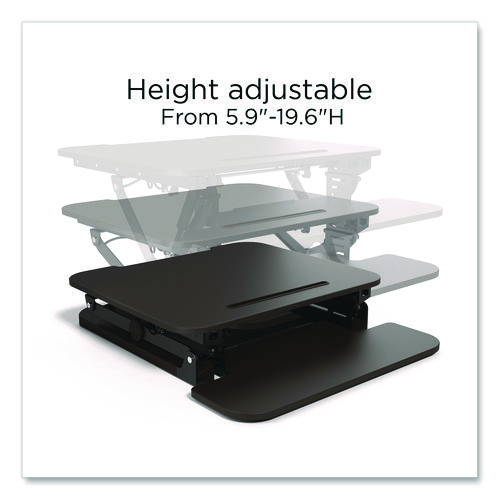 FlexFit Manual Adjustable Desk Converter, 26.7 x 30.8 x 5.9 to 19.6, Black