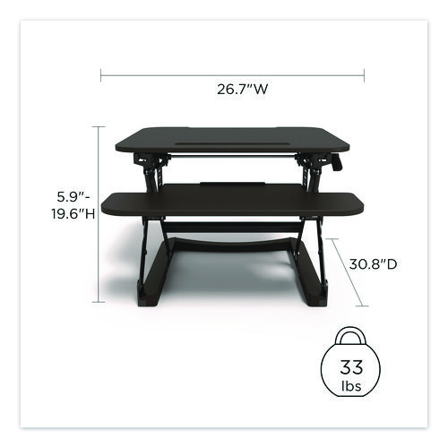 FlexFit Manual Adjustable Desk Converter, 26.7 x 30.8 x 5.9 to 19.6, Black