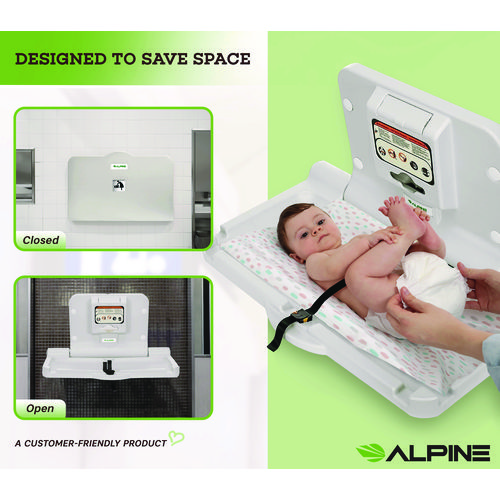 Compact Horizontal Baby Changing Station, 32 x 18, White