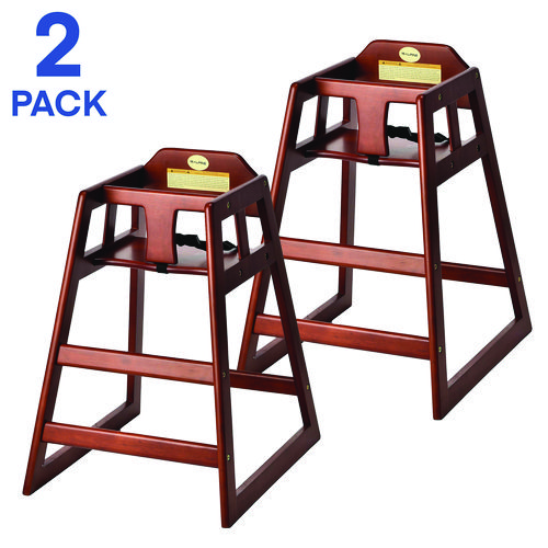 Wooden Stackable High Chair, Supports up to 50 lbs, 29.02" h, Mahogany, 2/Pack