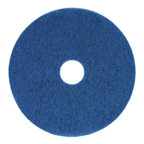 Scrubbing Floor Pads, 14" Diameter, Blue, 5/Carton