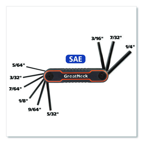 Hex Key Fold-Up Tool Set, Two-Piece, Metric/SAE, Black-Oxide/Blue (SAE), Black-Oxide/Red (Metric)