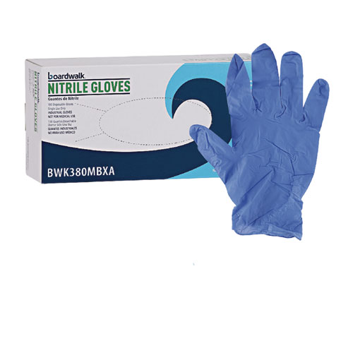 Boardwalk® Disposable General-Purpose Nitrile Gloves, Medium, Blue, 4 Mil, 100/Box