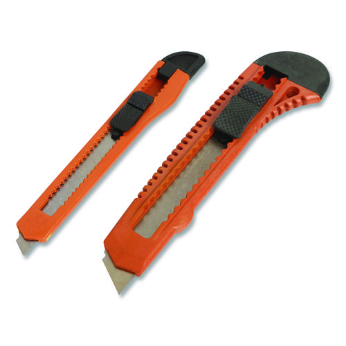 Snap-Off Utility Knife Set, 9 mm Knife, 18 mm Knife, Orange/Black