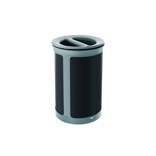 ENHANCE Series Waste Receptacle, Dual Top Hole, 23 gal, Metal, Pearl Gray/Umbra Gray