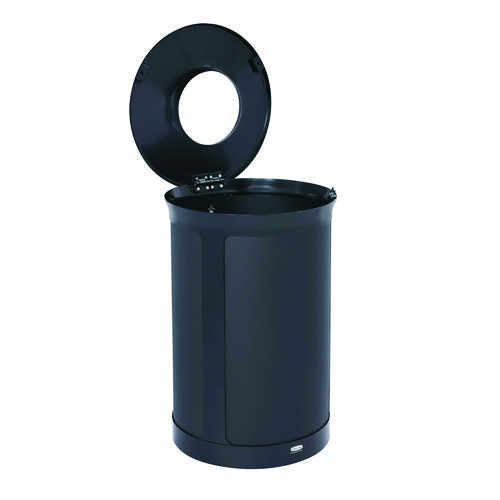 ENHANCE Series Waste Receptacle, 23 gal, Metal, Jet Black Metallic