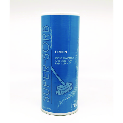 Super-Sorb Liquid Spill Absorbent, Lemon Scent, 720 oz Absorbing Volume, 12 oz Shaker Can, 6/Box