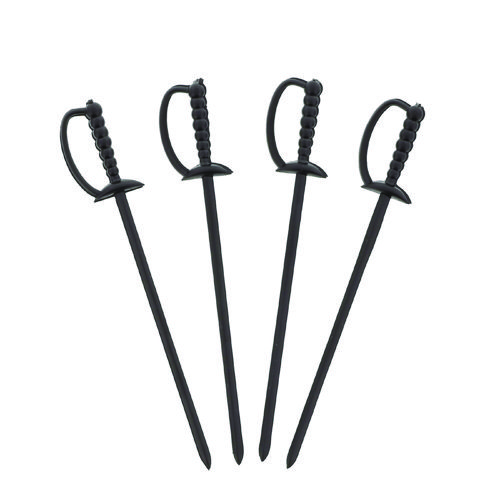 Sword Picks, Plastic, 6", Black, 1,000/Box, 10 Boxes/Carton