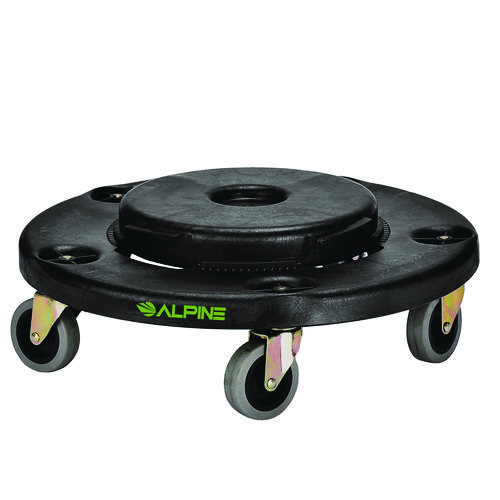 Round 32-Gallon Trash Can Dolly, 500 lb Capacity, 6.1 x 18 x 18, Black