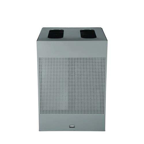 Designer Line Silhouettes Waste Receptacle, 34 gal, Steel, Silver Metallic