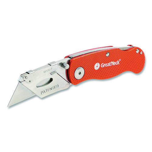 Quick Change Lock Back Utility Knife, 3.5" Aluminum Handle, Orange