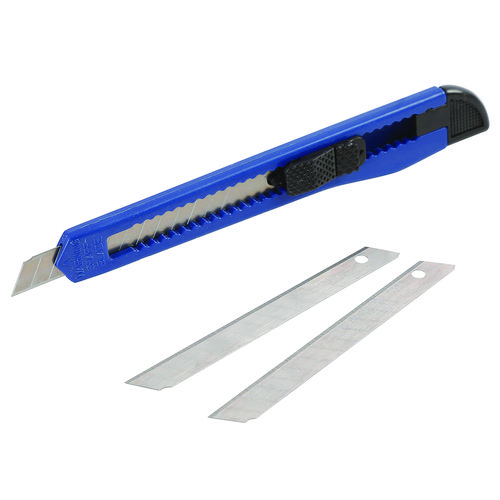 Snap-Off Utility Knife, 9 mm Blade, 5" Plastic Handle, Blue