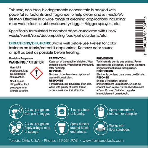 Conqueror 103 Odor Counteractant Concentrate, Springtime, 1 gal Bottle, 4/Carton