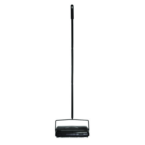 Manual Triple Brush Carpet and Floor Sweeper, 42.5" Handle, Black