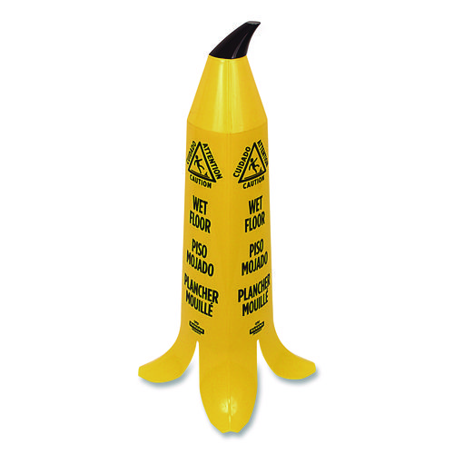 Banana Wet Floor Cones, 14.25 x 14.25 x 36.75, Yellow/Brown/Black