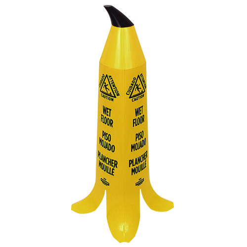 Banana Wet Floor Cones, 14.25 x 14.25 x 36.75, Yellow/Brown/Black