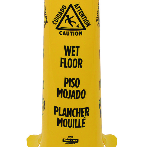 Banana Wet Floor Cones, 14.25 x 14.25 x 36.75, Yellow/Brown/Black