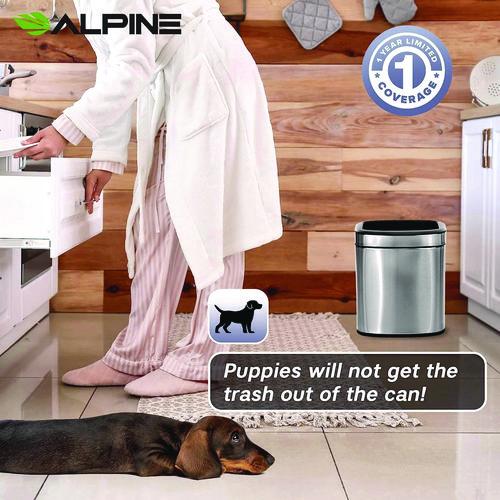 Stainless Steel Rectangular Liner Open Top Trash Can, 2.6 gal, Brushed Stainless Steel