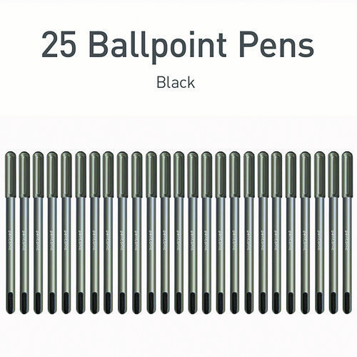 PENTONIC Medium Point Ballpoint Pen, 1 mm, Black Ink, Charcoal Barrel, 25/Pack