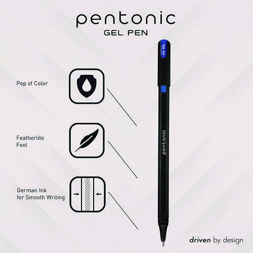 PENTONIC Gel Stick Pen Set, (4) 0.6mm Fine Tip, (6) 0.7mm Fine Tip, (2) 1 mm Medium Tip, Assorted Ink/Barrel Colors, 12/Pack