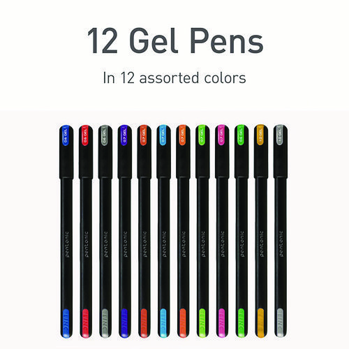 PENTONIC Gel Stick Pen Set, (4) 0.6mm Fine Tip, (6) 0.7mm Fine Tip, (2) 1 mm Medium Tip, Assorted Ink/Barrel Colors, 12/Pack