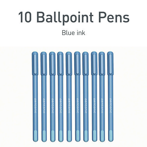 PENTONIC Frost Pen, Stick, Fine 0.7 mm, Blue Ink, Frosted Blue Barrel, 10/Pack