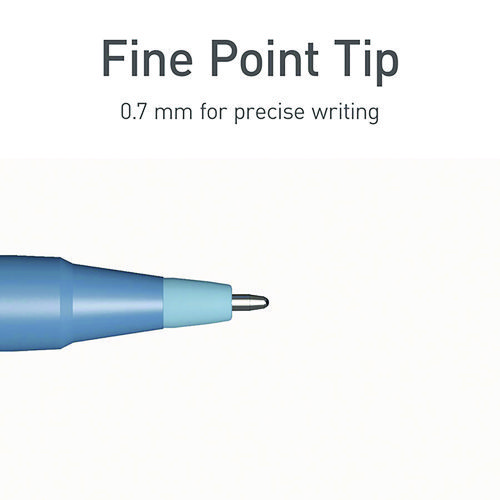 PENTONIC Frost Pen, Stick, Fine 0.7 mm, Blue Ink, Frosted Blue Barrel, 10/Pack