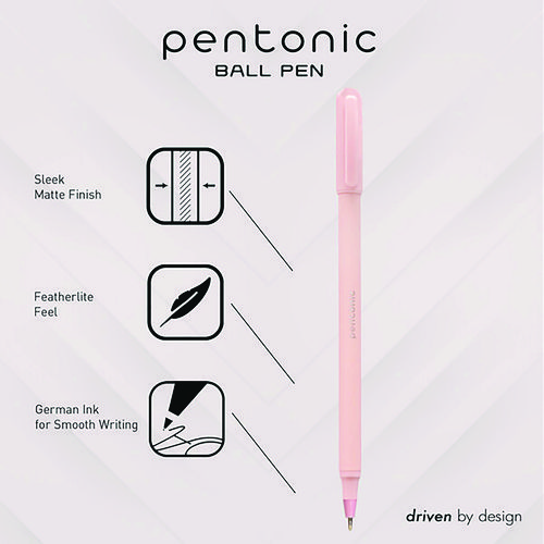 PENTONIC Frost Pen, Stick, Fine 0.7 mm, Red Ink, Pale Pink Barrel, 10/Pack