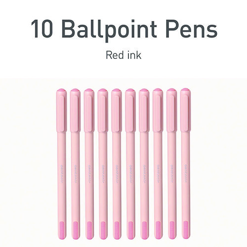 PENTONIC Frost Pen, Stick, Fine 0.7 mm, Red Ink, Pale Pink Barrel, 10/Pack