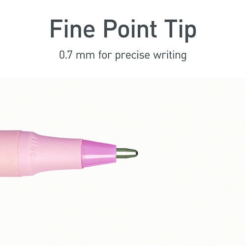 PENTONIC Frost Pen, Stick, Fine 0.7 mm, Red Ink, Pale Pink Barrel, 10/Pack